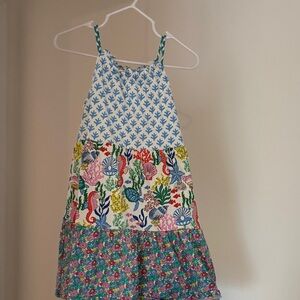 Mini Boden Girls' Multicolor Tiered Sundress - Blue, White & Green